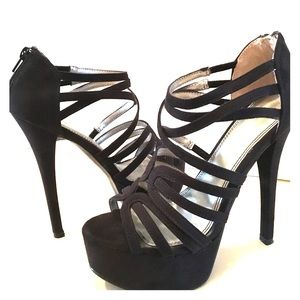 (Aldo) Black suede heels. Size 7